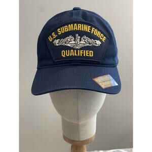 "QUALIFIED" U.S. Submarine Force Cap Hat Blue Hawkins 100% Cotton 2019 DAD Hat